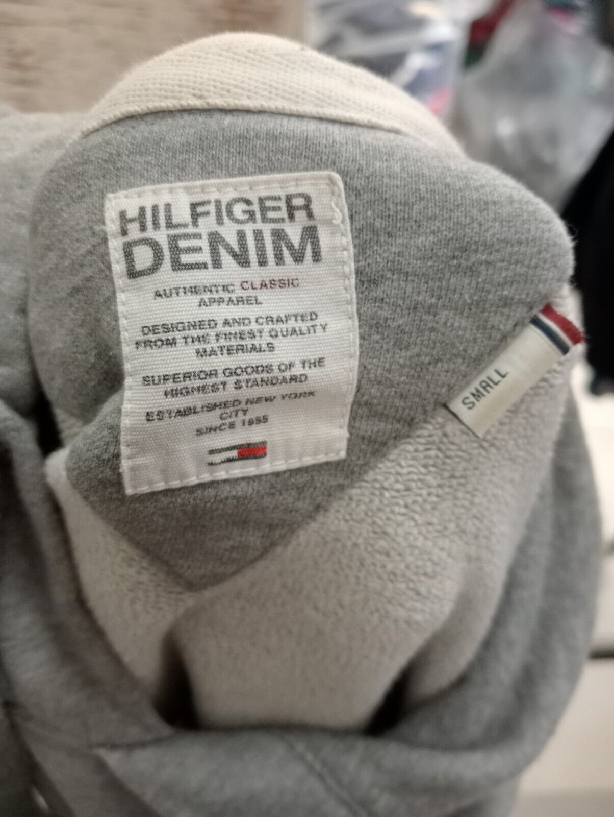 TOMMY HILFIGER DENIM FELPA CAPPUCCIO UOMO S MAN SWEATSHIRT COTONE CASUAL VINTAGE
