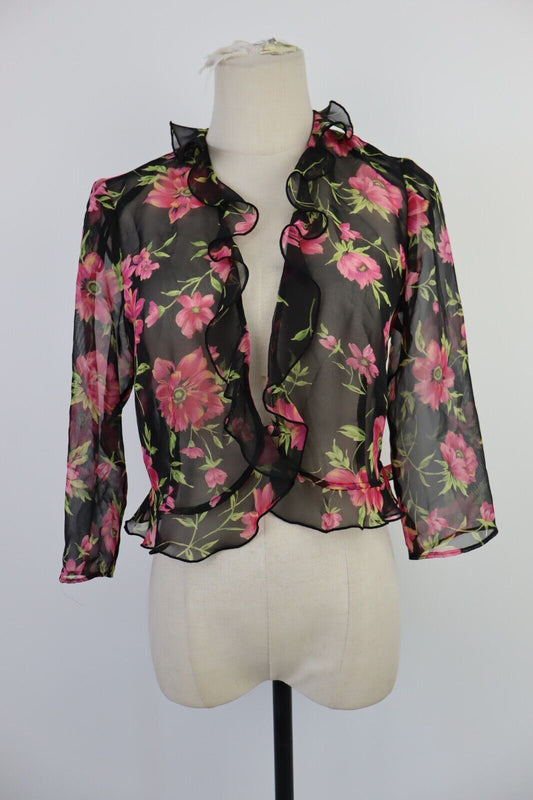 CAMICIA DONNA TG L WOMAN SHIRT TRASPARENTE SEXY CHIC VOLANT VINTAGE Y2K 2000'S