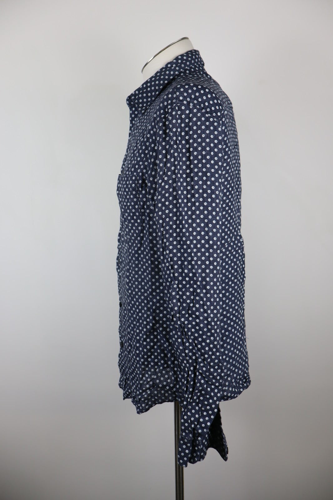 ARMANI JEANS CAMICIA UOMO LINO TG. L MAN CASUAL VINTAGE LINEN SHIRT POIS TASCHE