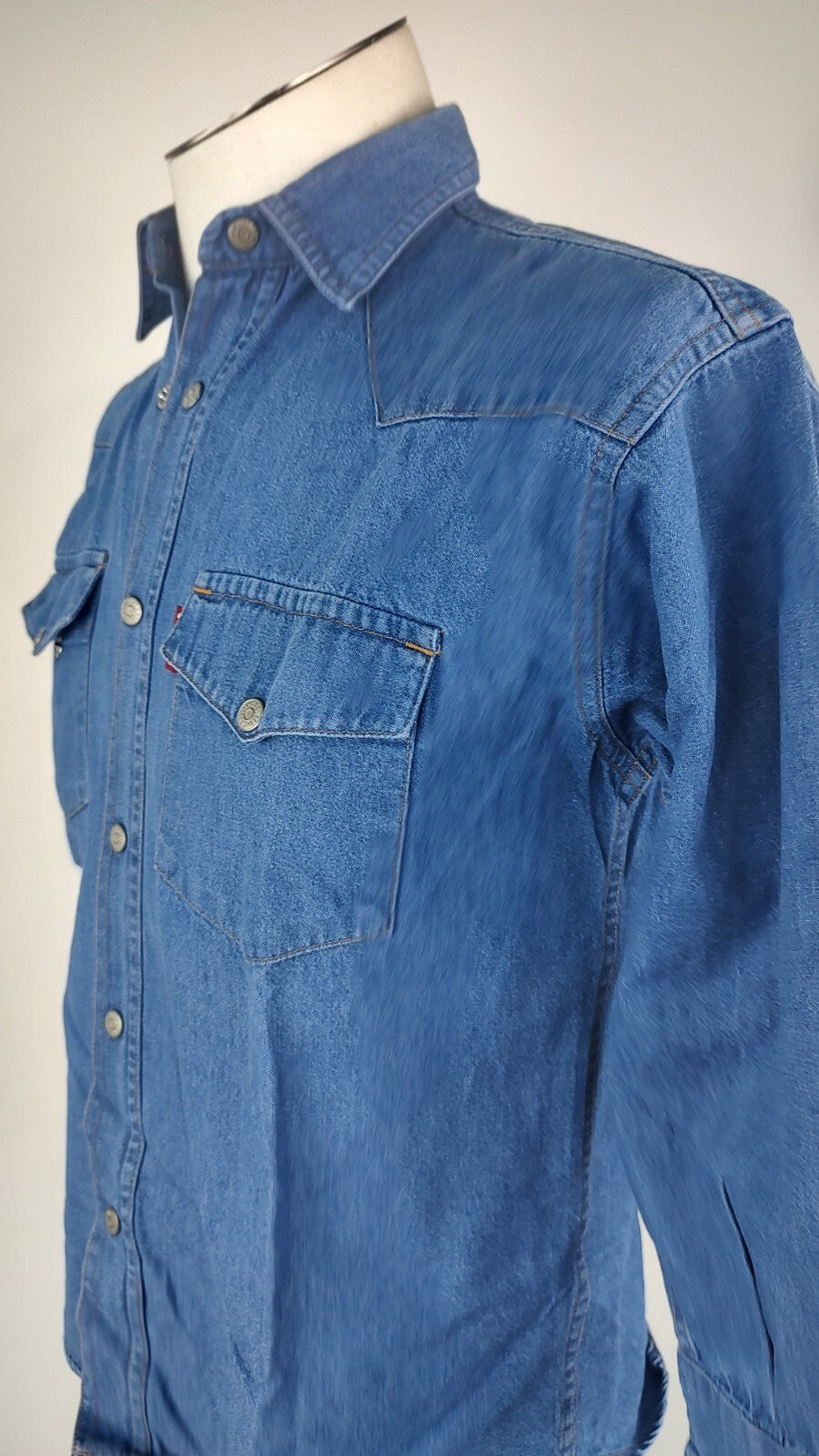 CASUCCI CAMICIA RAGAZZO COTONE TG. L MAN CASUAL VINTAGE SHIRT JEANS DENIM