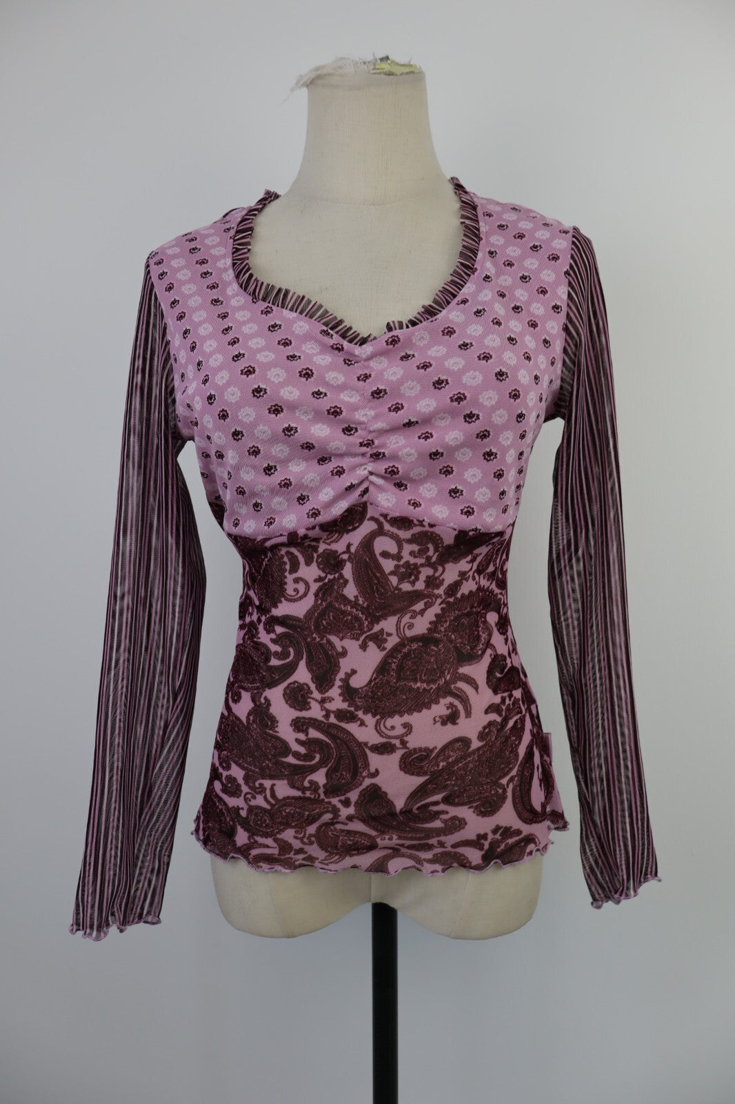 MAGLIA DONNA TG L WOMAN T-SHIRT FUNKY FAIR CHIFFON TRASPARENTE VINTAGE Y2K 00'S