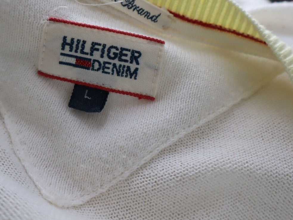 TOMMY HILFIGER DENIM MAGLIONE COTONE CARDIGAN DONNA Tg L WOMAN CASUAL VINTAGE