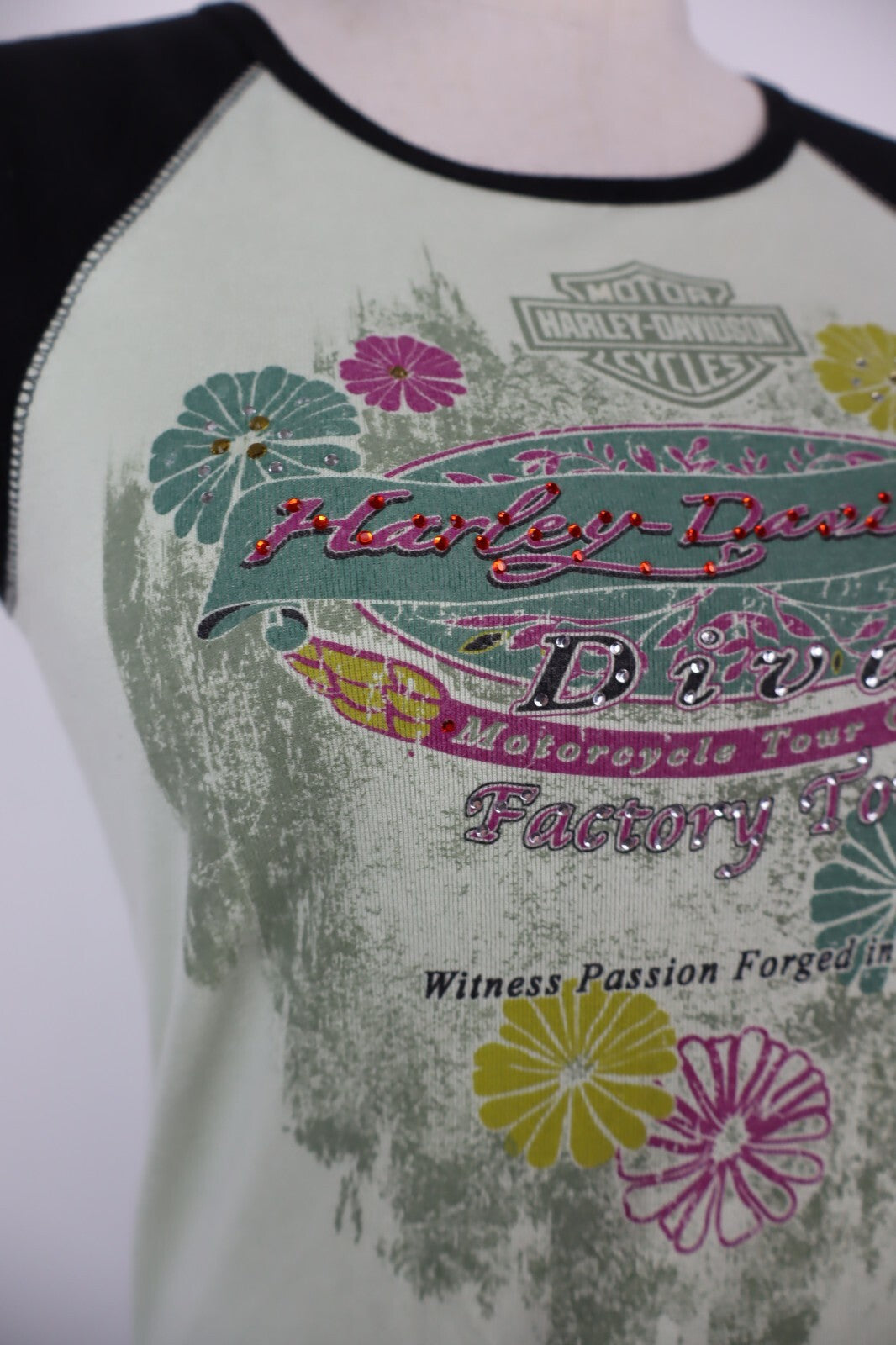 HARLEY DAVIDSON MAGLIA DONNA TG. S WOMAN CASUAL VINTAGE TOP T-SHIRT COTONE