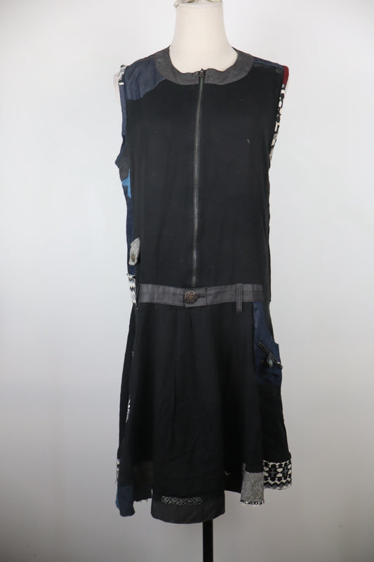 DESIGUAL VESTITO SMANICATO DONNA TG L WOMAN CASUAL VINTAGE DRESS ABITO COTONE