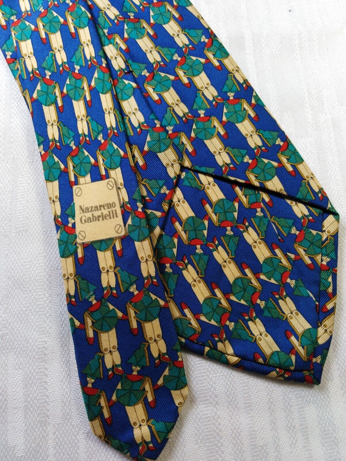 NAZARENO GABRIELLI 100% SETA SILK TIE CRAVATTA NECKTIE ITALY VINTAGE SELF TIPPED