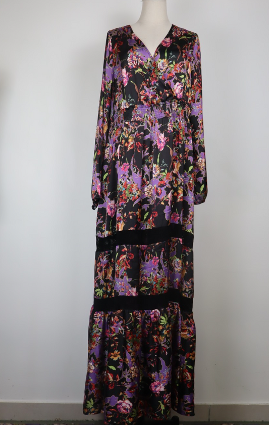 LIU JO VESTITO LUGO DONNA TG 48 WOMAN CASUAL VINTAGE DRESS ABITO MANICA LUNGA