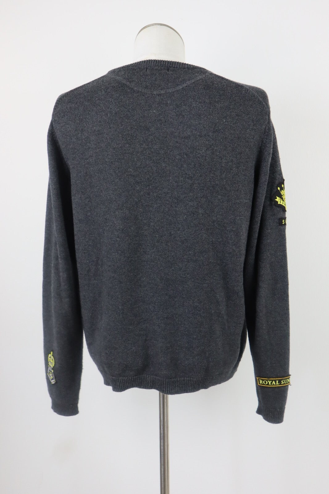 SUN68 MAGLIONE UOMO Tg. L MAN SWEATER CASUAL VINTAGE COTONE LANA CON TOPPE