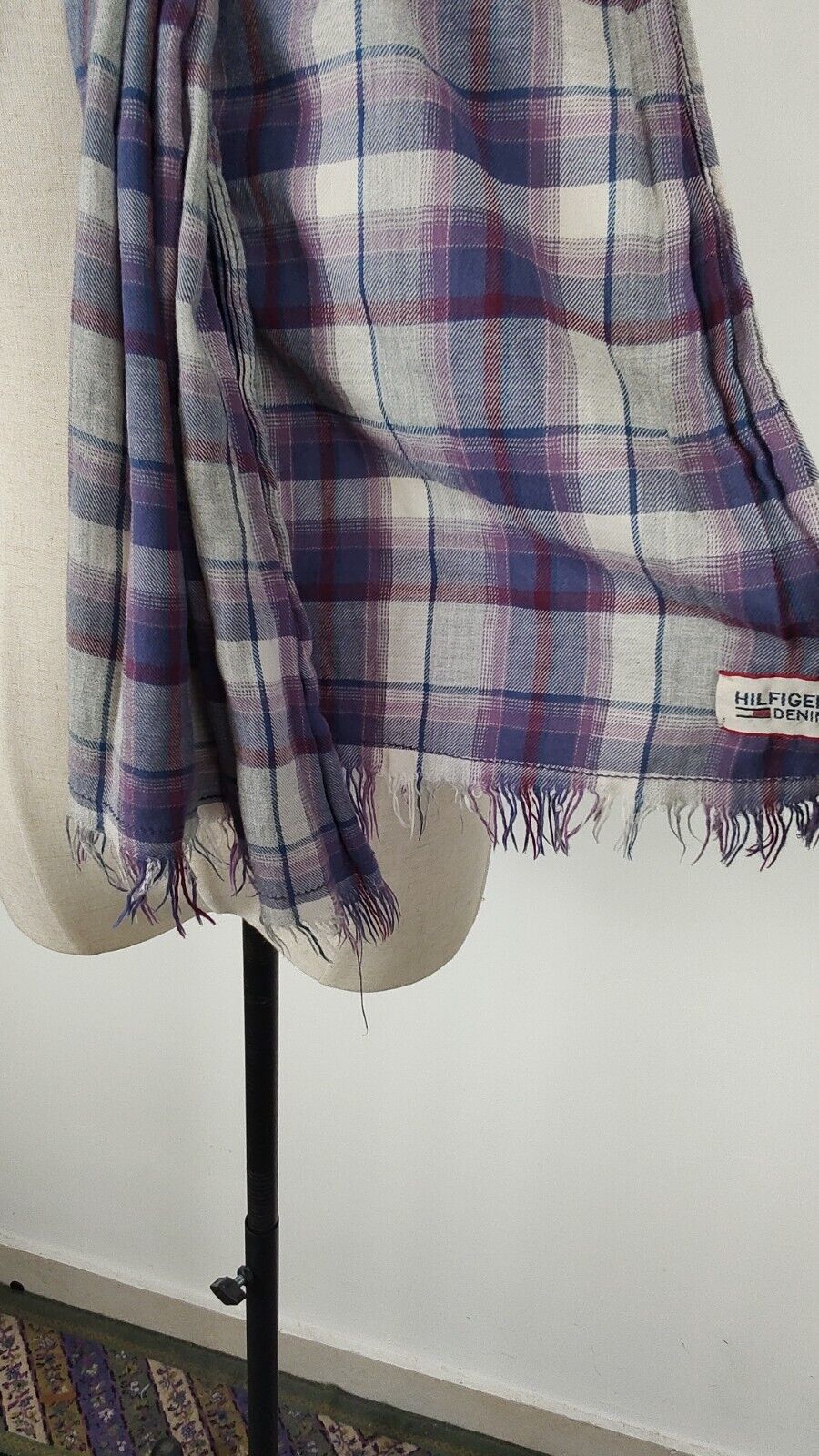 TOMMY HILFIGER SCIARPA UOMO DONNA WOMAN MAN VINTAGE CASUAL SCARF COTONE