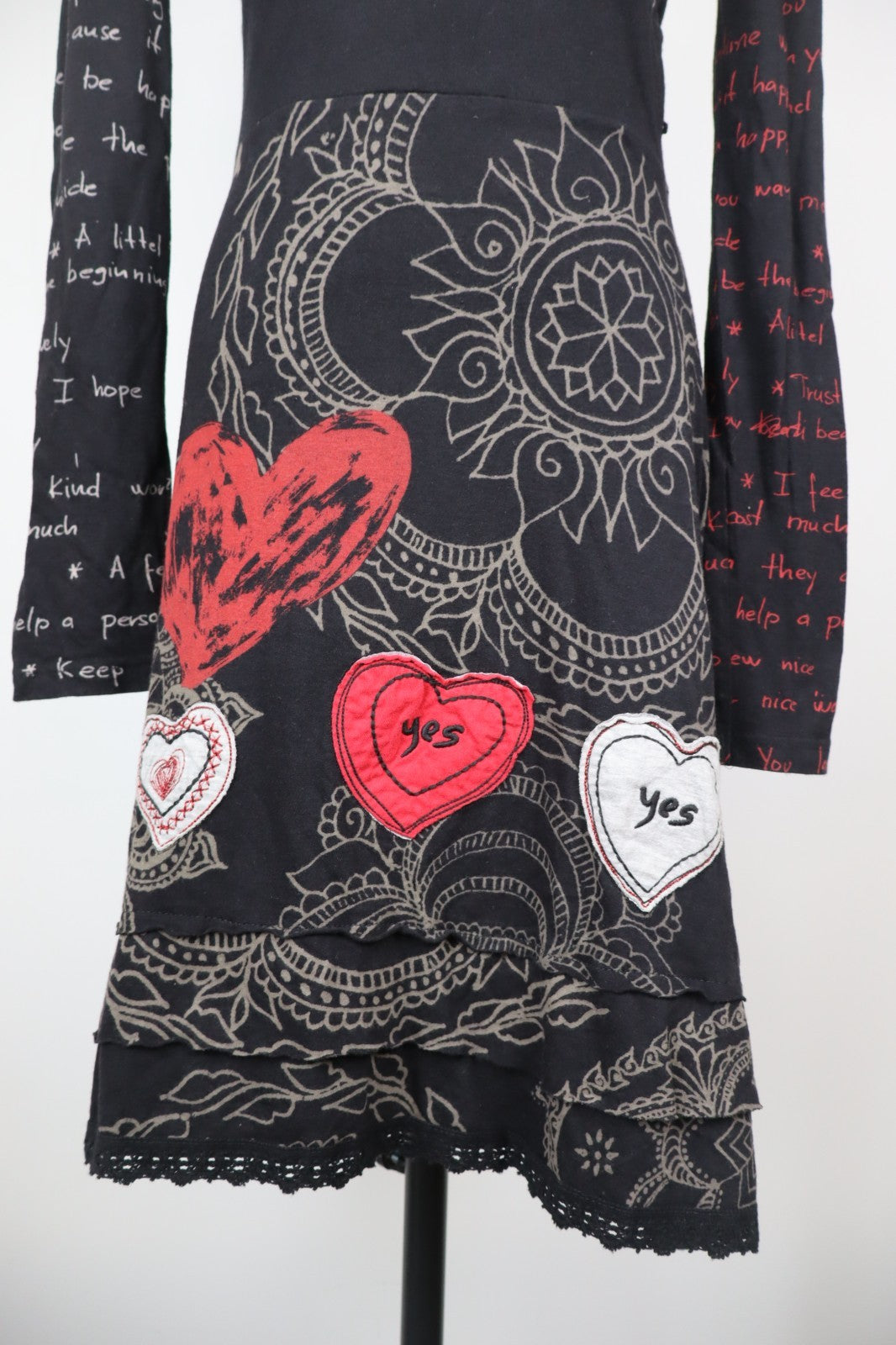 DESIGUAL VESTITO DONNA TG. S WOMAN CASUAL VINTAGE DRESS ABITO CUORE