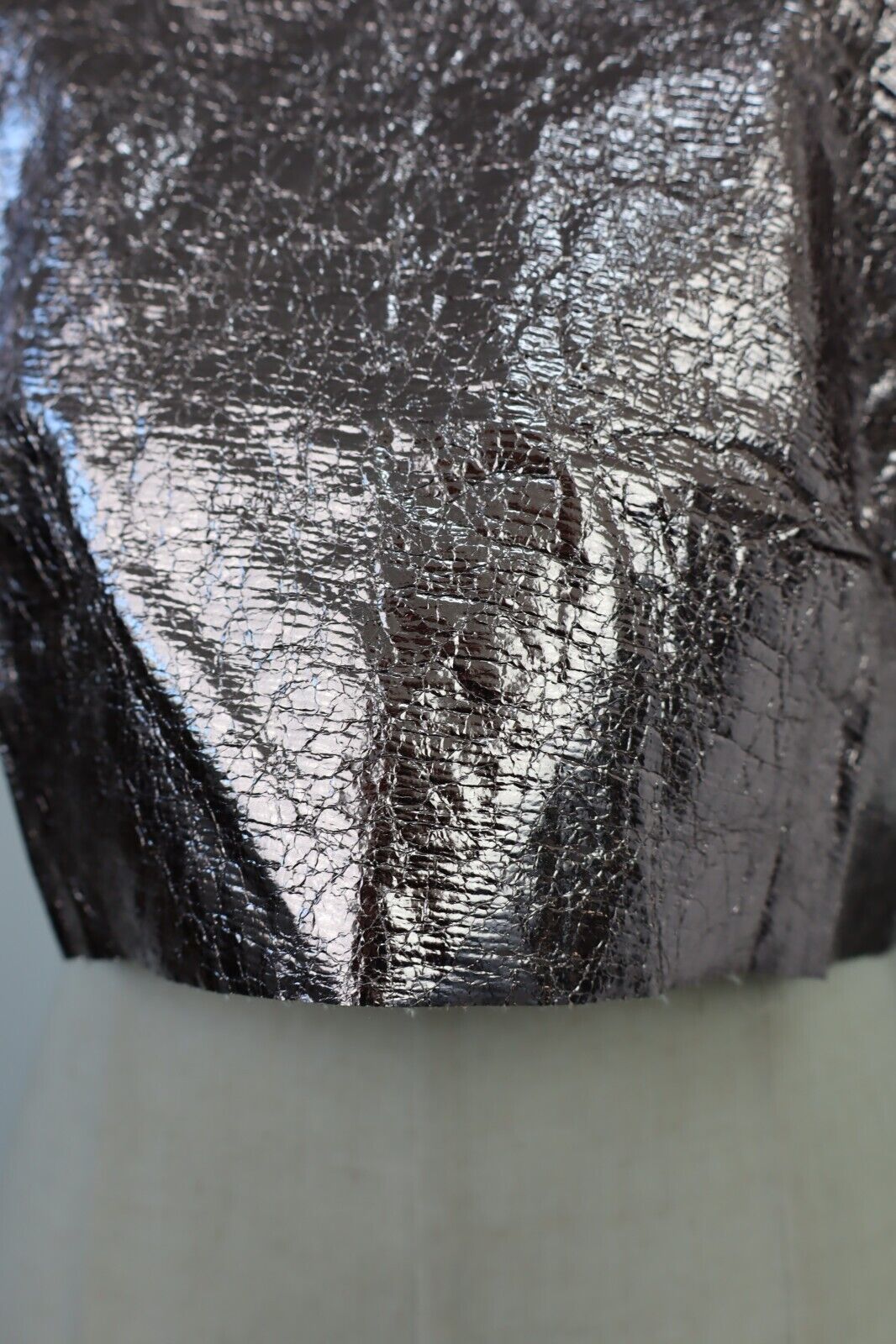 MAGLIA CROP TOP DONNA TG L T-SHIRT INDIE METALLIZZATO FUTURISTICO Y2K 2000'S