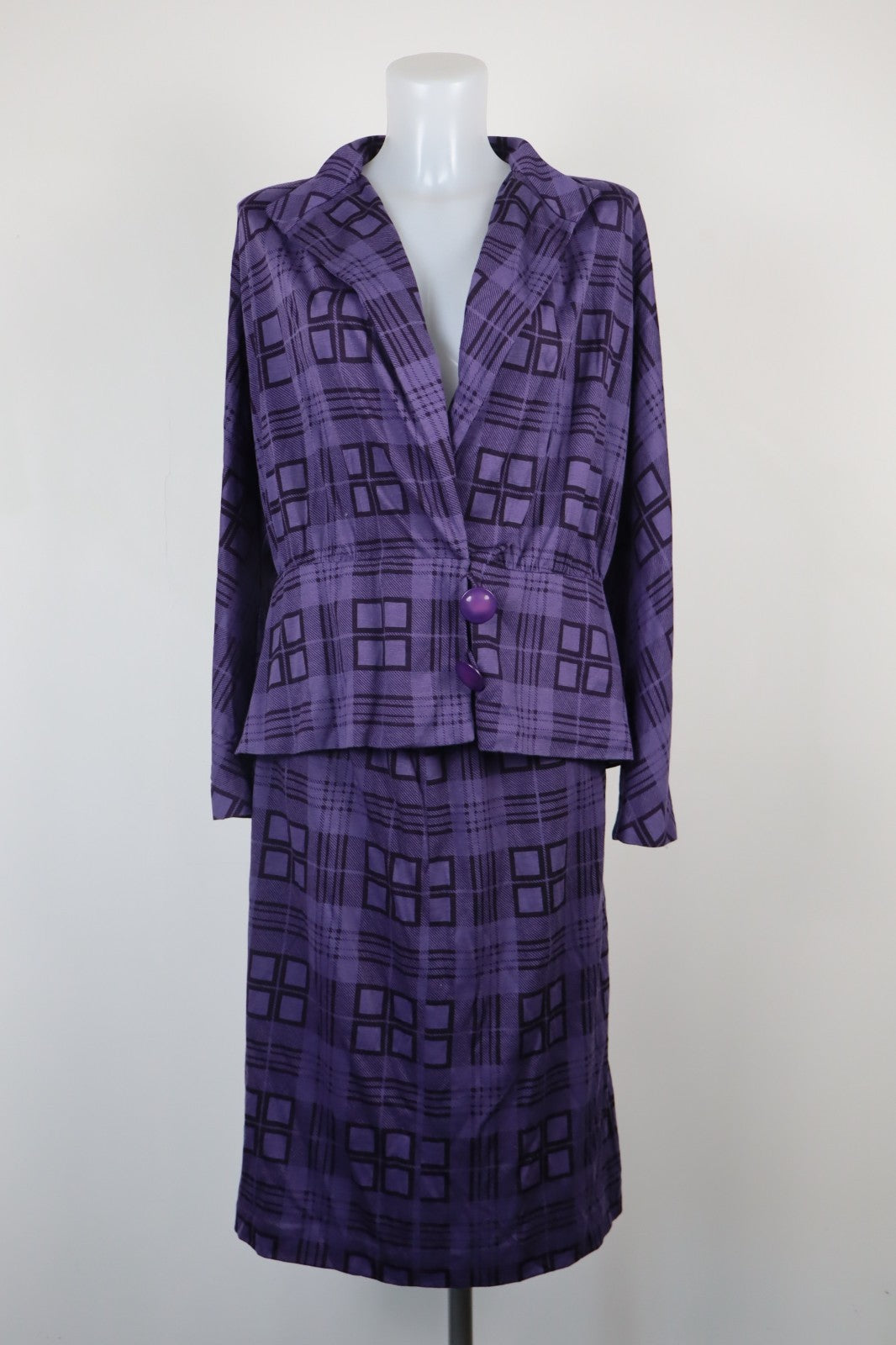 LUISA SPAGNOLI COMPLETO DONNA Tg 48 GIACCA GONNA DRESS VINTAGE CASUAL SUIT LANA