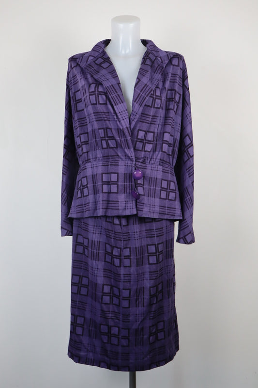LUISA SPAGNOLI COMPLETO DONNA Tg 48 GIACCA GONNA DRESS VINTAGE CASUAL SUIT LANA