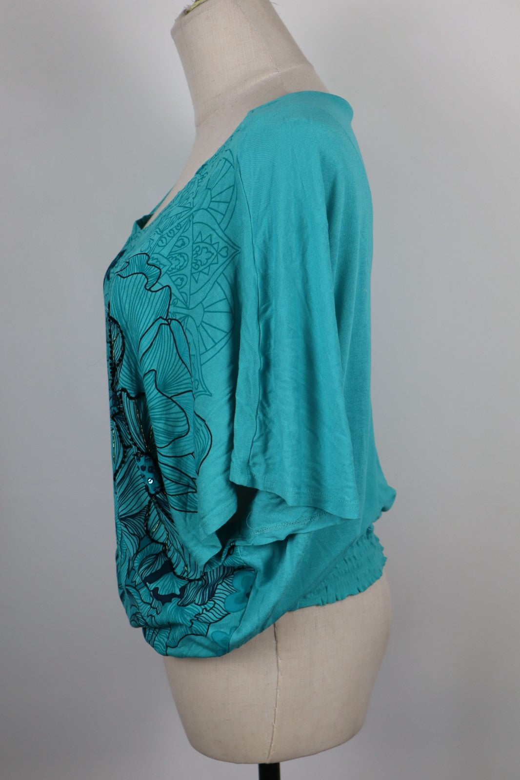 DESIGUAL MAGLIA DONNA TG. M WOMAN CASUAL VINTAGE T-SHIRT BLUSA PERLINE