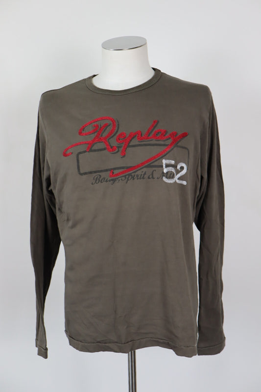 REPLAY MAGLIA UOMO TG. L MAN T-SHIRT VINTAGE CASUAL COTONE MADE IN ITALY