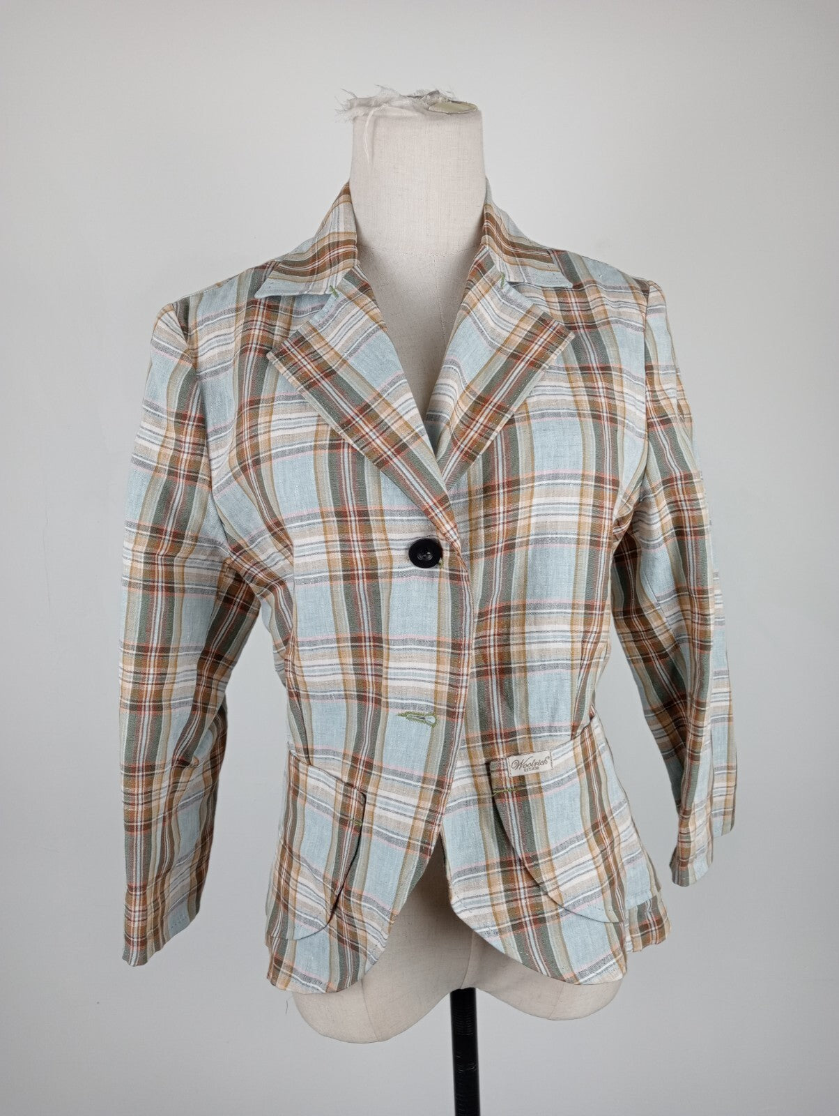 WOOLRICH BLAZER GIACCA DONNA Tg L WOMAN CASUAL VINTAGE JACKET LINO LINEN