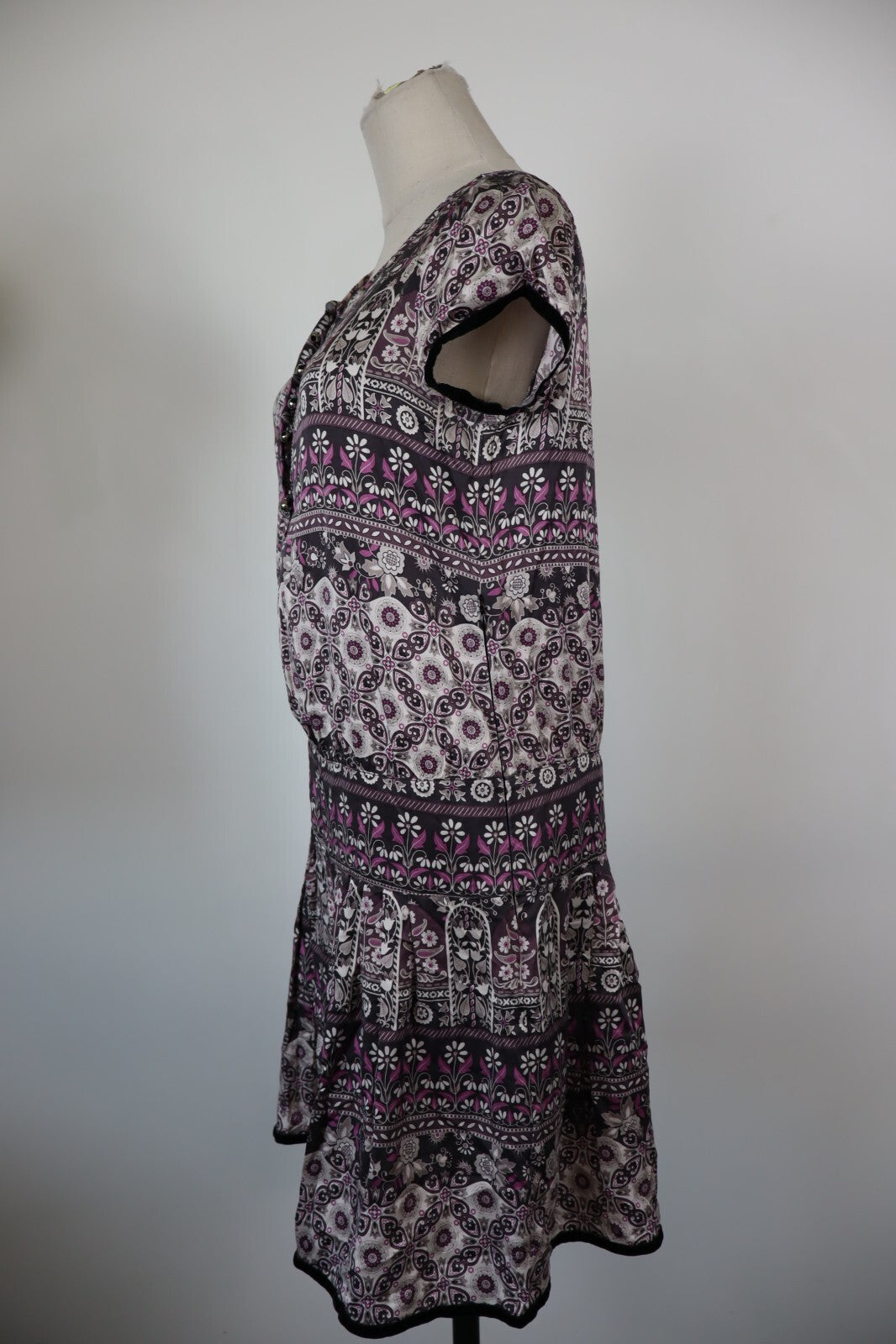 LIU JO VESTITO DONNA TG. 44 WOMAN CASUAL VINTAGE DRESS ABITO SETA CERNIERA BLUSA