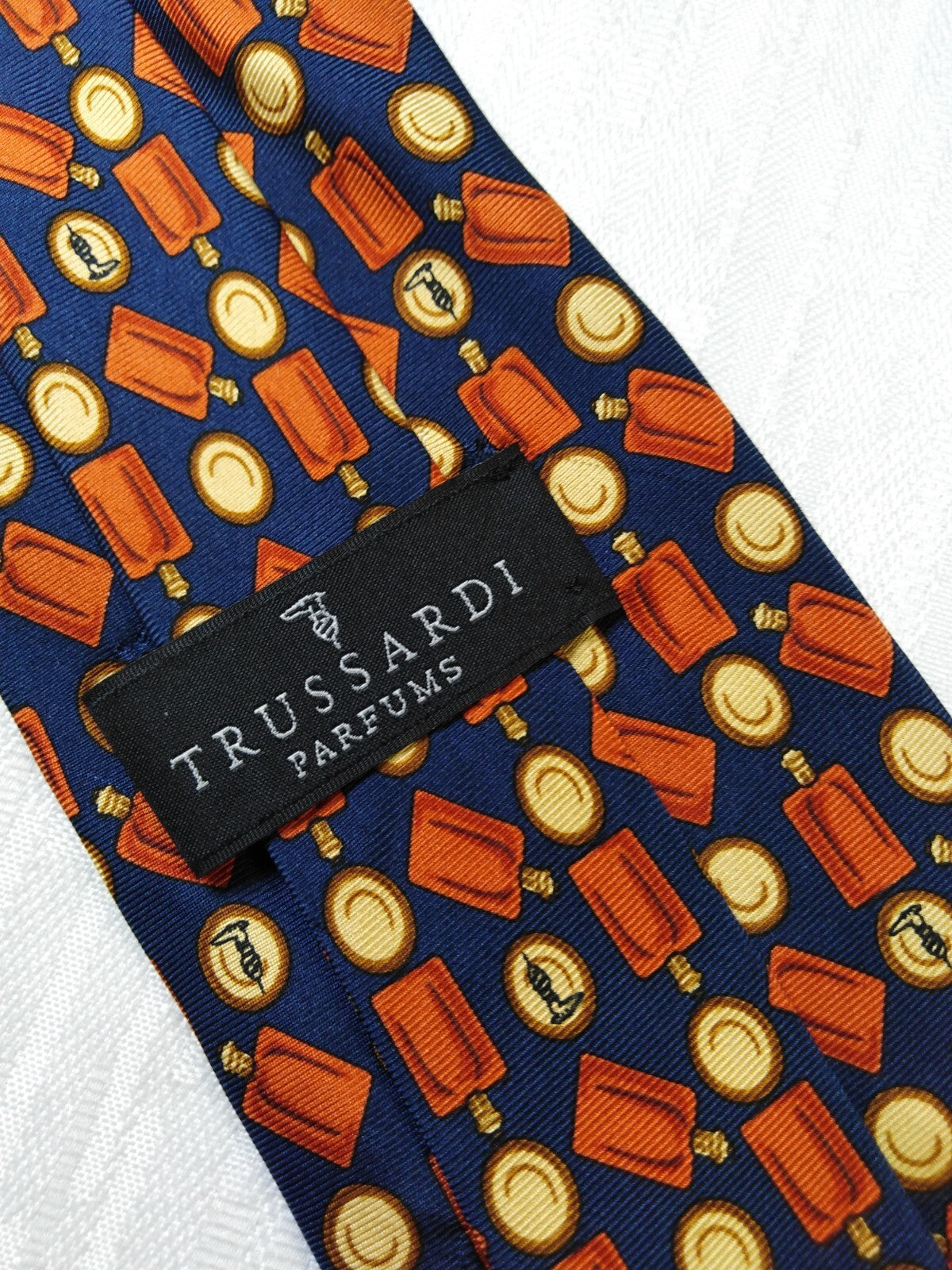 TRUSSARDI PARFUM 100% SILK TIE SETA CRAVATTA NECKTIE ITALY VINTAGE CLASSIC