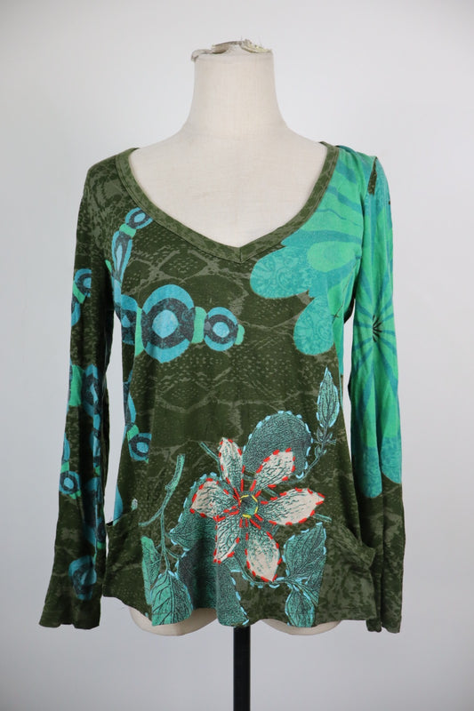 DESIGUAL MAGLIA DONNA TG. L WOMAN CASUAL VINTAGE T-SHIRT VISCOSA