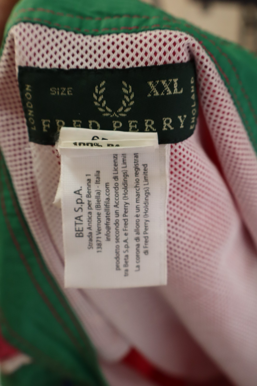 FRED PERRY COSTUME PANTALONCINO MARE UOMO TG 2XL MAN SWIMSUIT VINTAGE CASUAL