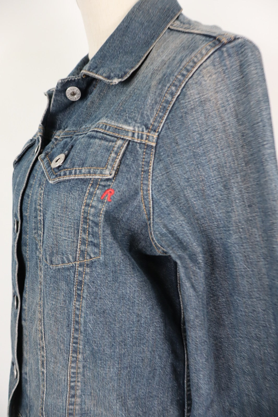 REPLAY GIUBBINO JEANS DENIM DONNA Tg L WOMEN CASUAL VINTAGE JACKET COTONE