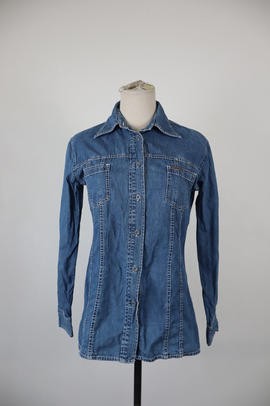 CALVIN KLEIN CK CAMICIA DONNA TG. M WOMAN SHIRT CASUAL VINTAGE COTONE DENIM