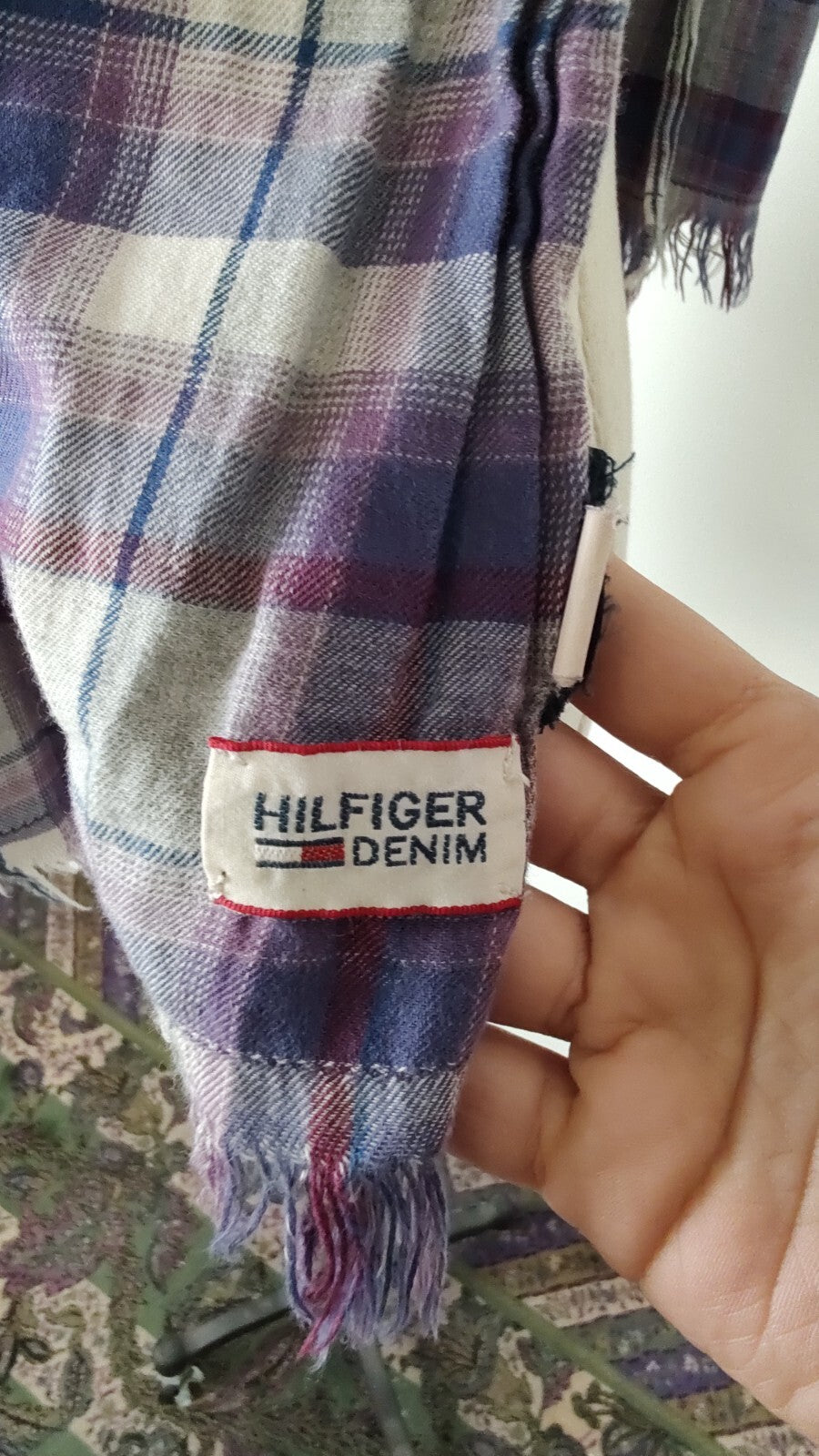 TOMMY HILFIGER SCIARPA UOMO DONNA WOMAN MAN VINTAGE CASUAL SCARF COTONE