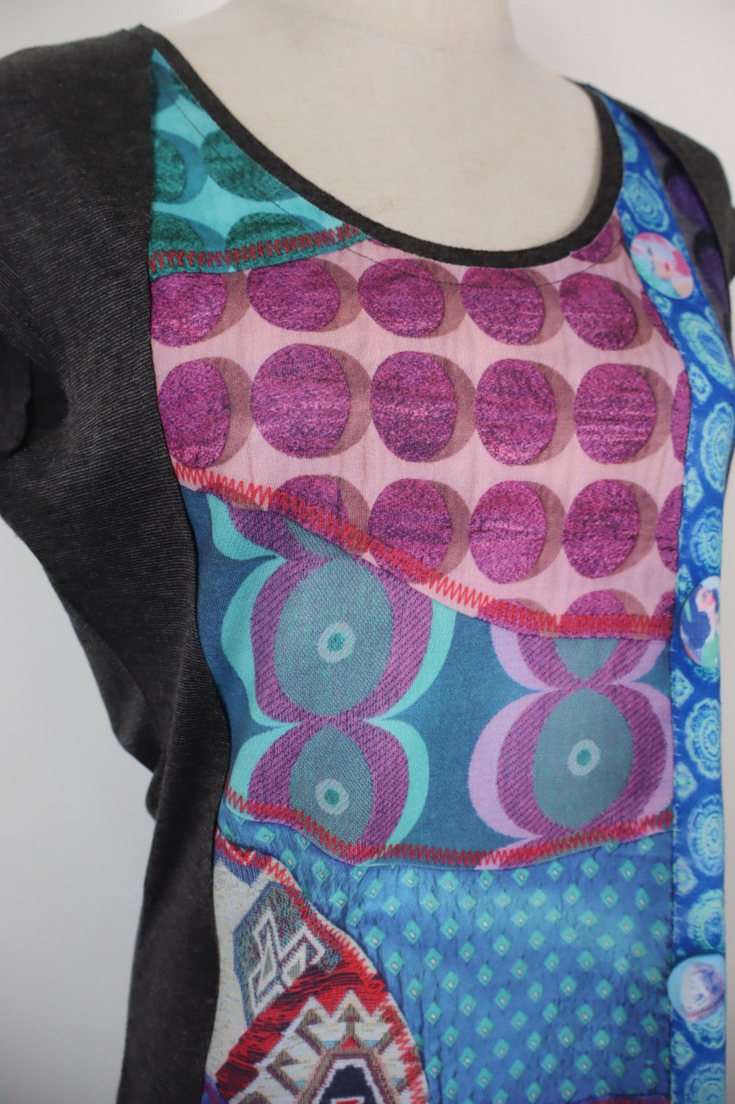 DESIGUAL VESTITO DONNA TG. L WOMAN CASUAL VINTAGE DRESS COTONE