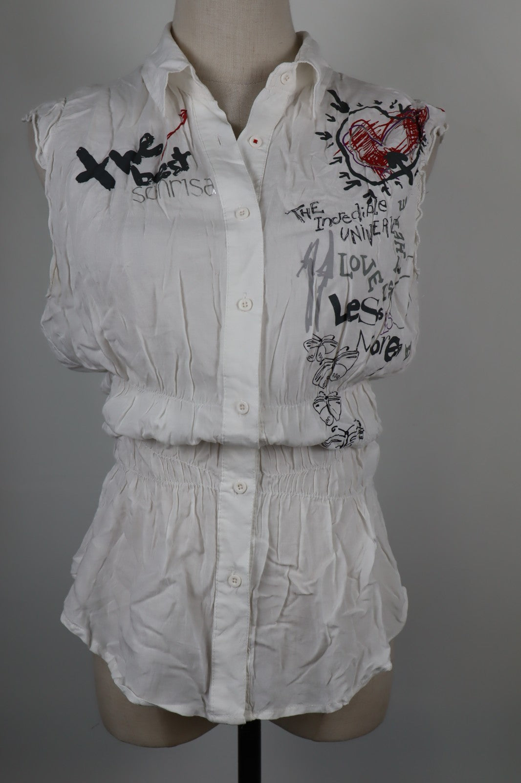 DESIGUAL CAMICIA  DONNA TG. XL WOMAN SHIRT CASUAL VINTAGE ELASTICI