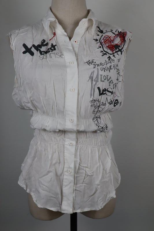 DESIGUAL CAMICIA  DONNA TG. XL WOMAN SHIRT CASUAL VINTAGE ELASTICI