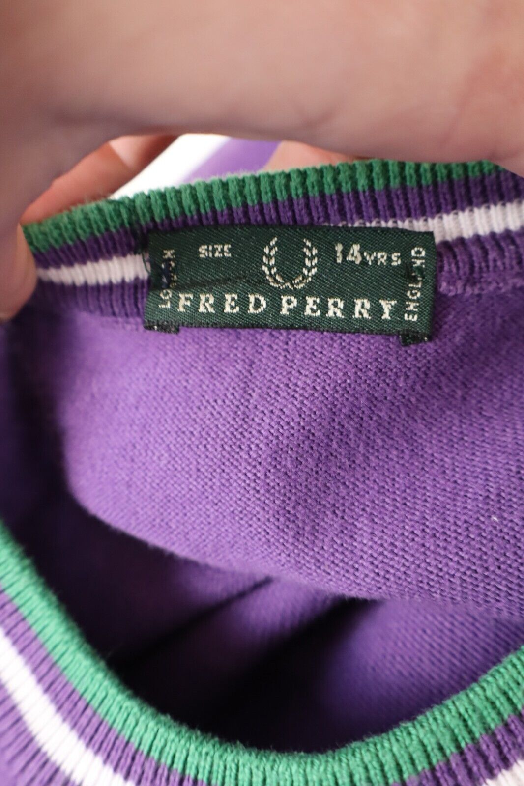 FRED PERRY MAGLIONE RAGAZZO COTONE VINTAGE UOMO TG 14 ANNI MAN SWEATER CASUAL