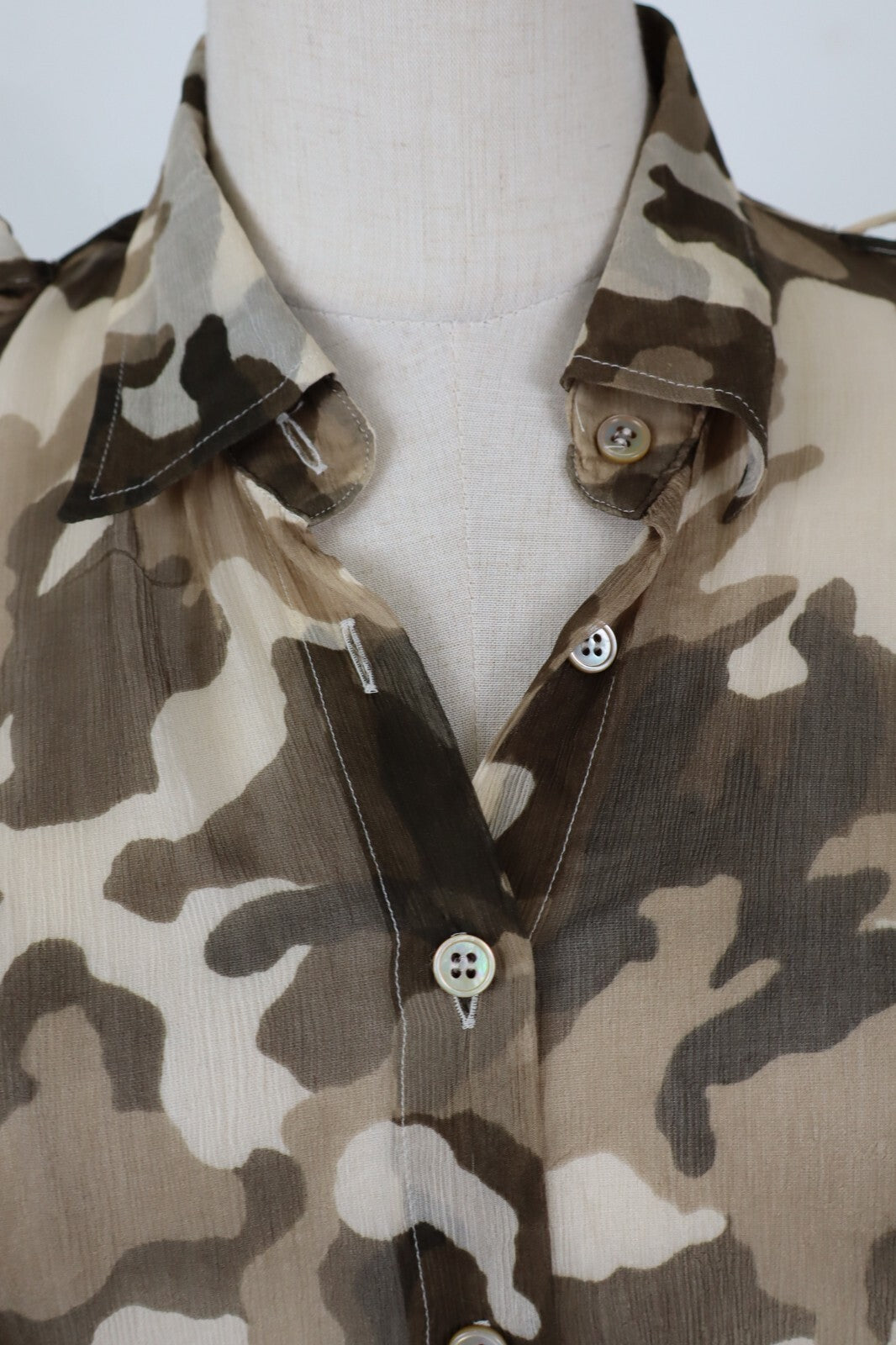 MARELLA CAMICIA  DONNA TG. 44 WOMAN SHIRT CASUAL VINTAGE SETA CAMOUFLAGE SILK