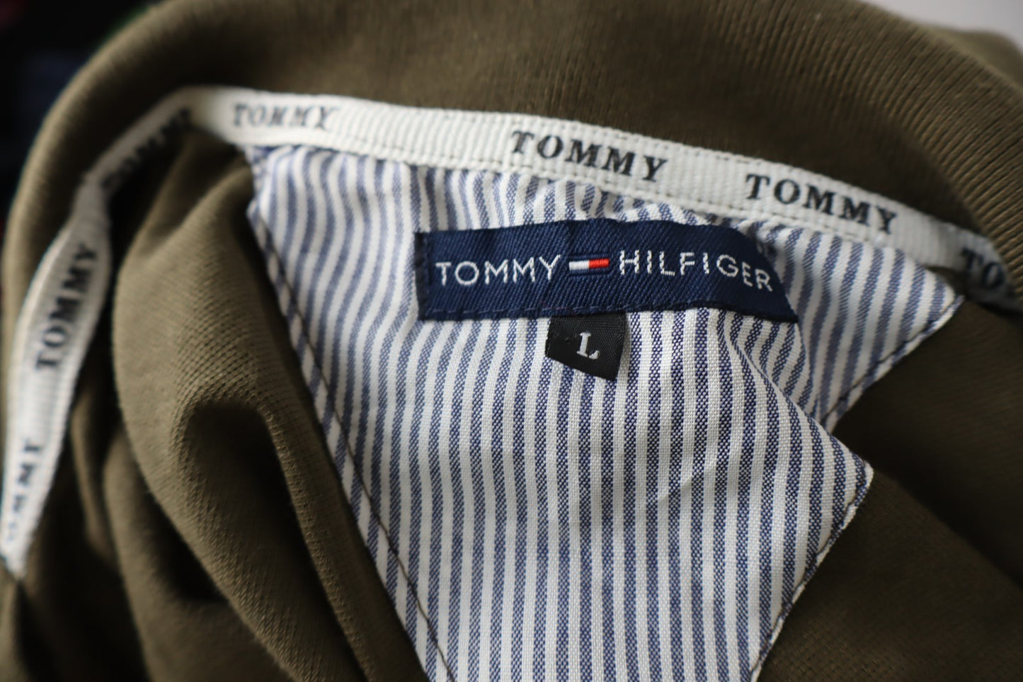 TOMMY HILFIGER  POLO UOMO MAN COTONE TG. L T-SHIRT CASUAL VINTAGE COTONE VERDE