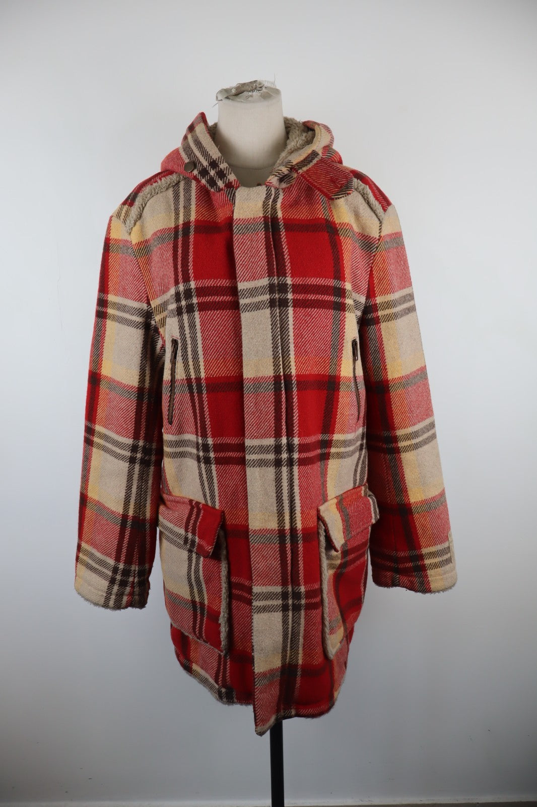 UNLIMITED CAPPOTTO LANA WOOL GIACCA DONNA TG S WOMAN COAT VINTAGE TARTAN