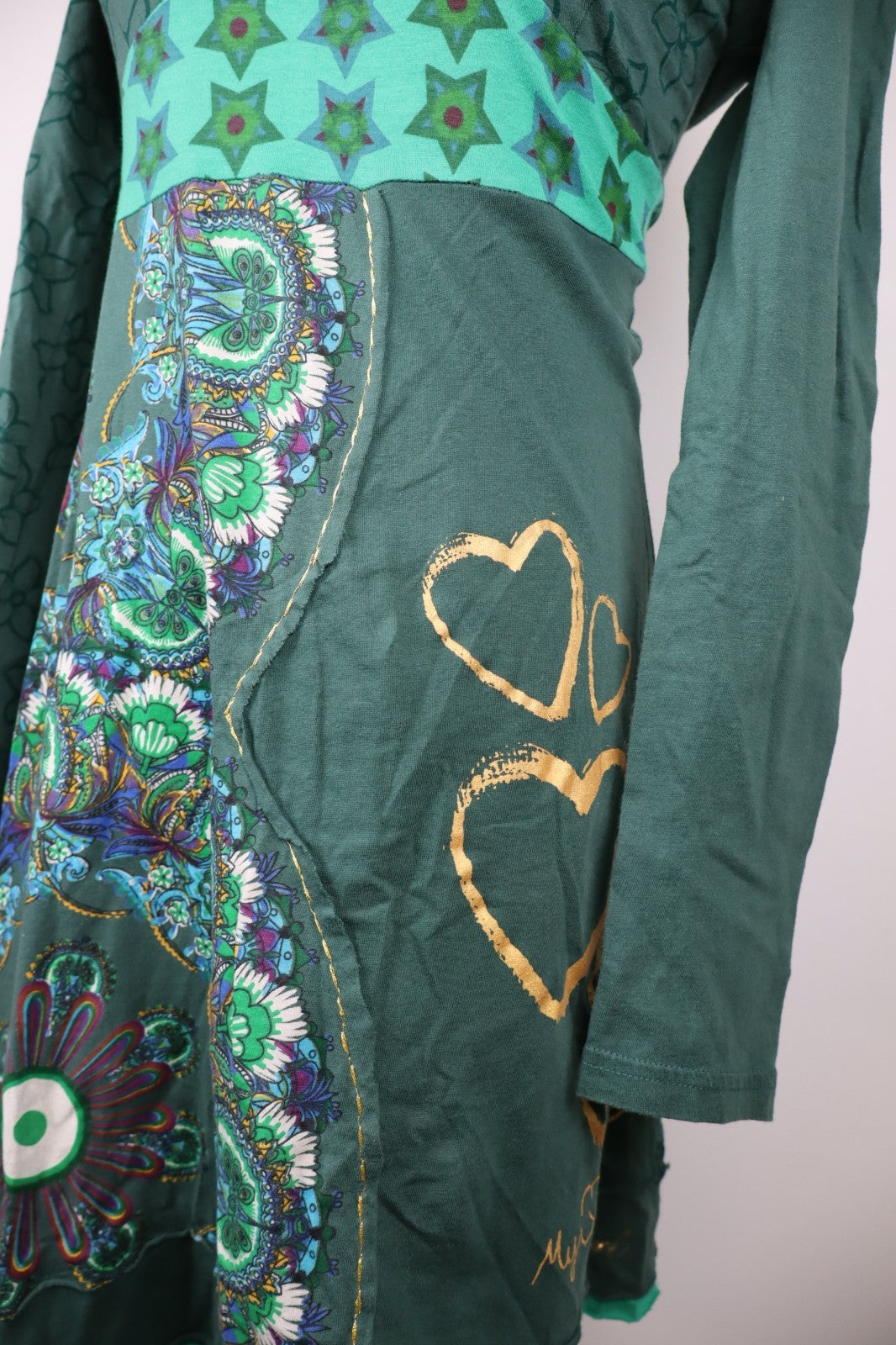 DESIGUAL  VESTITO ABITO DONNA 44 WOMAN CASUAL VINTAGE DRESS MANICA LUNGA LOGO