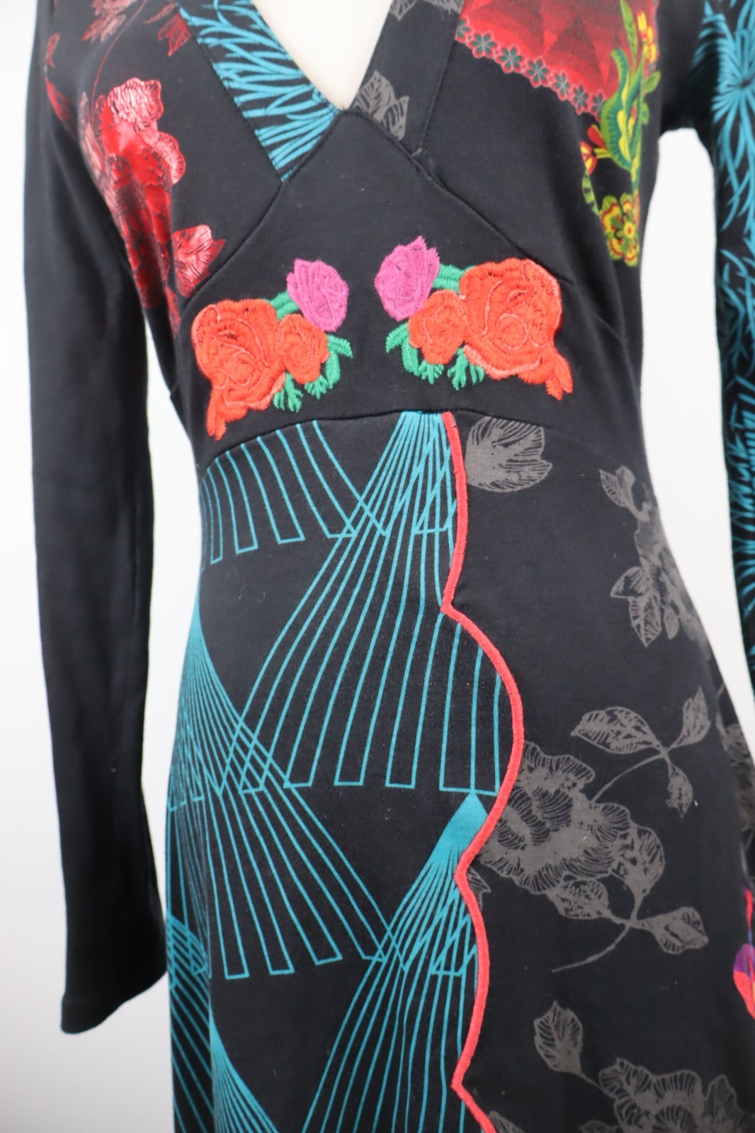 DESIGUAL VESTITO MANICA LUNGA DONNA TG M WOMAN CASUAL VINTAGE DRESS ABITO LOGO