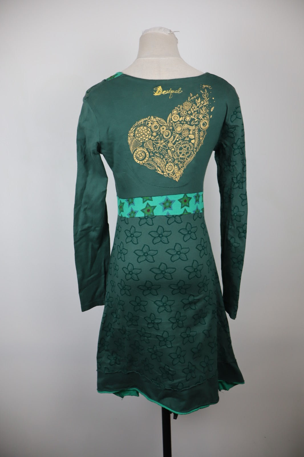 DESIGUAL  VESTITO ABITO DONNA 44 WOMAN CASUAL VINTAGE DRESS MANICA LUNGA LOGO