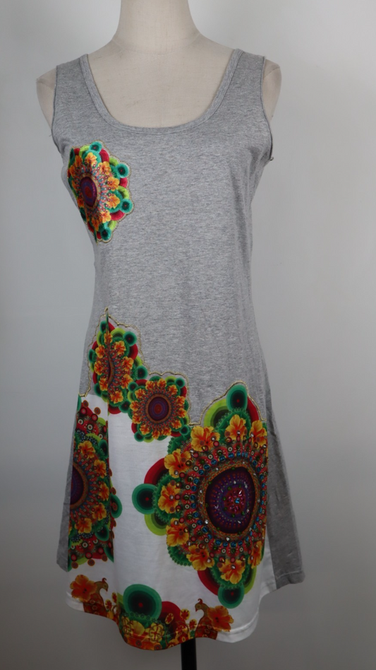 DESIGUAL VESTITO DONNA TG. L WOMAN CASUAL VINTAGE DRESS ABITO COTONE