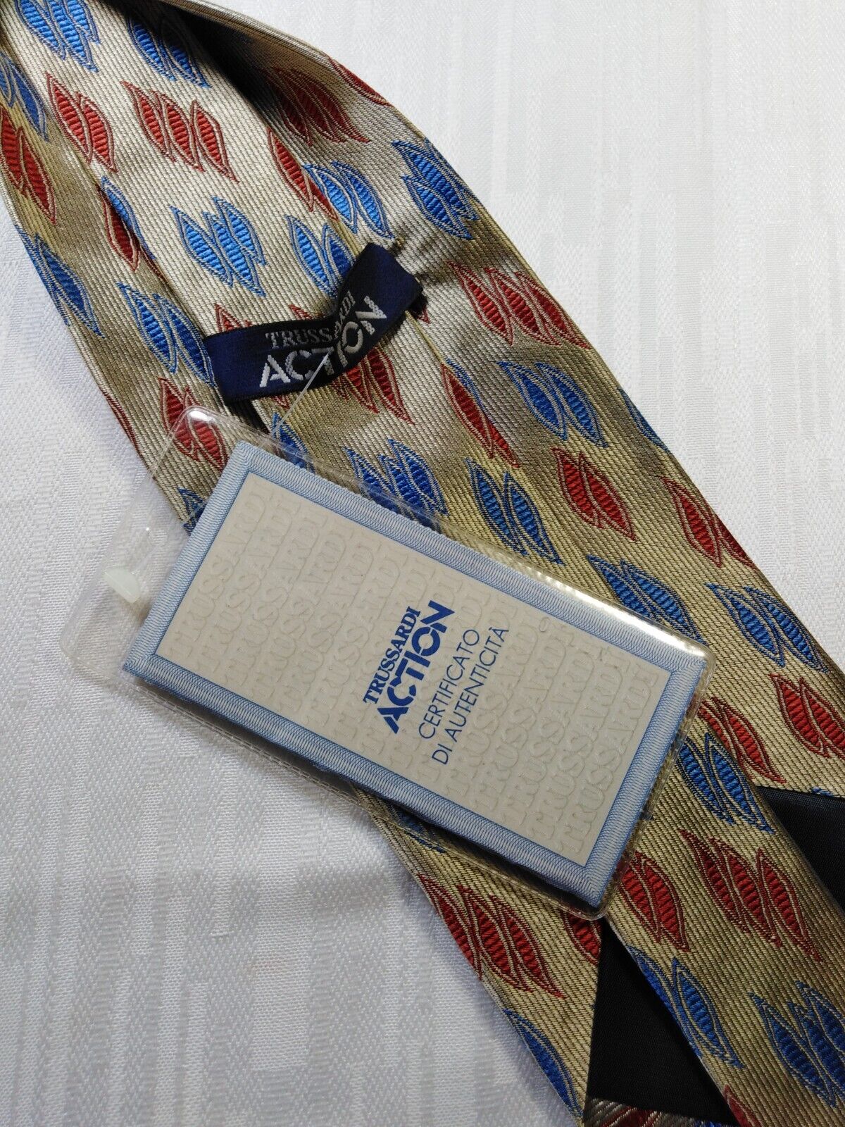 TRUSSARDI 100% SETA SILK TIE CRAVATTA NECKTIE MADE ITALY VINTAGE CLASSIC CON TAG