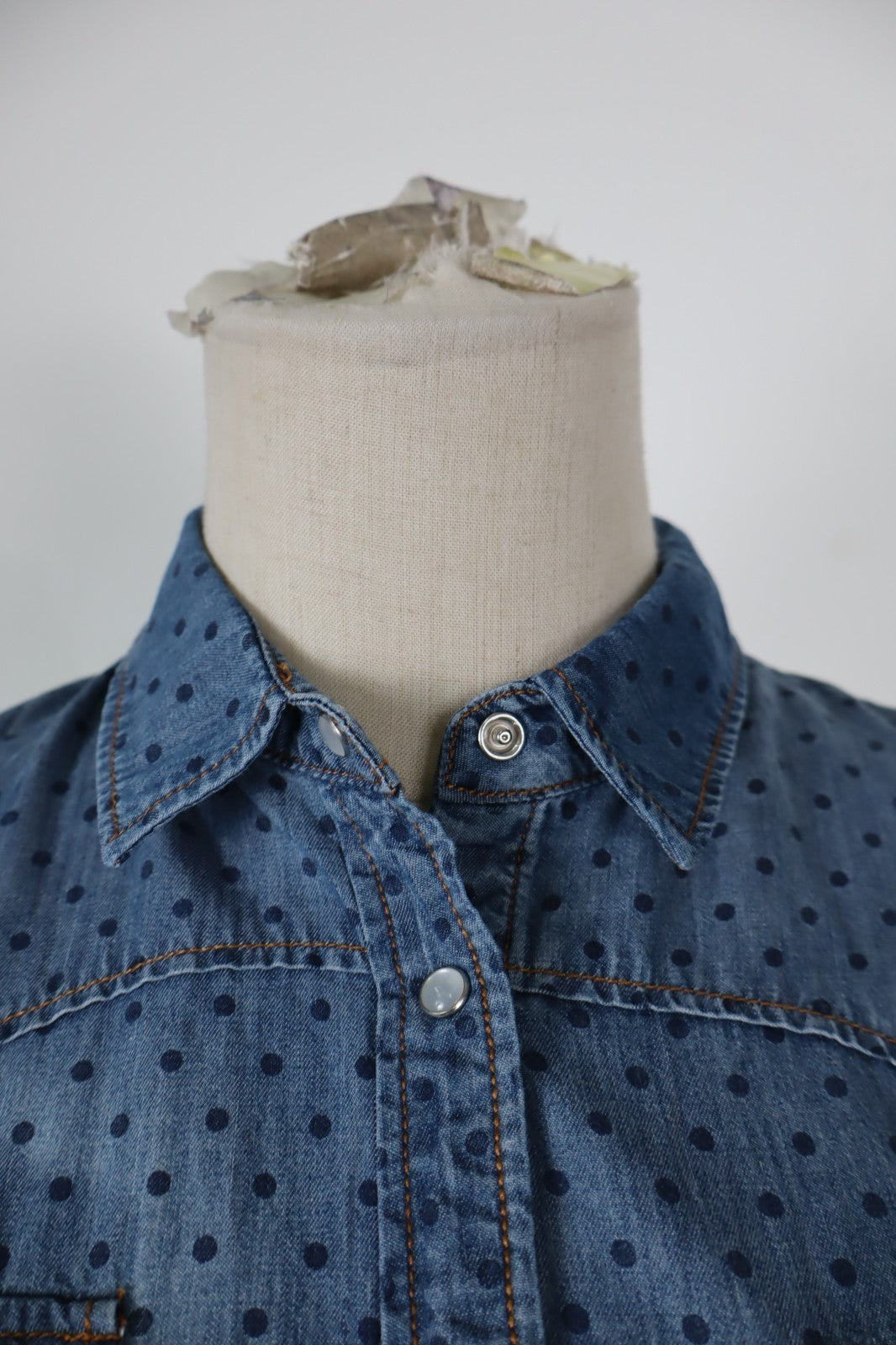 SUN 68 CAMICIA JEANS DENIM DONNA TG. L WOMAN SHIRT CASUAL VINTAGE MADE ITALY