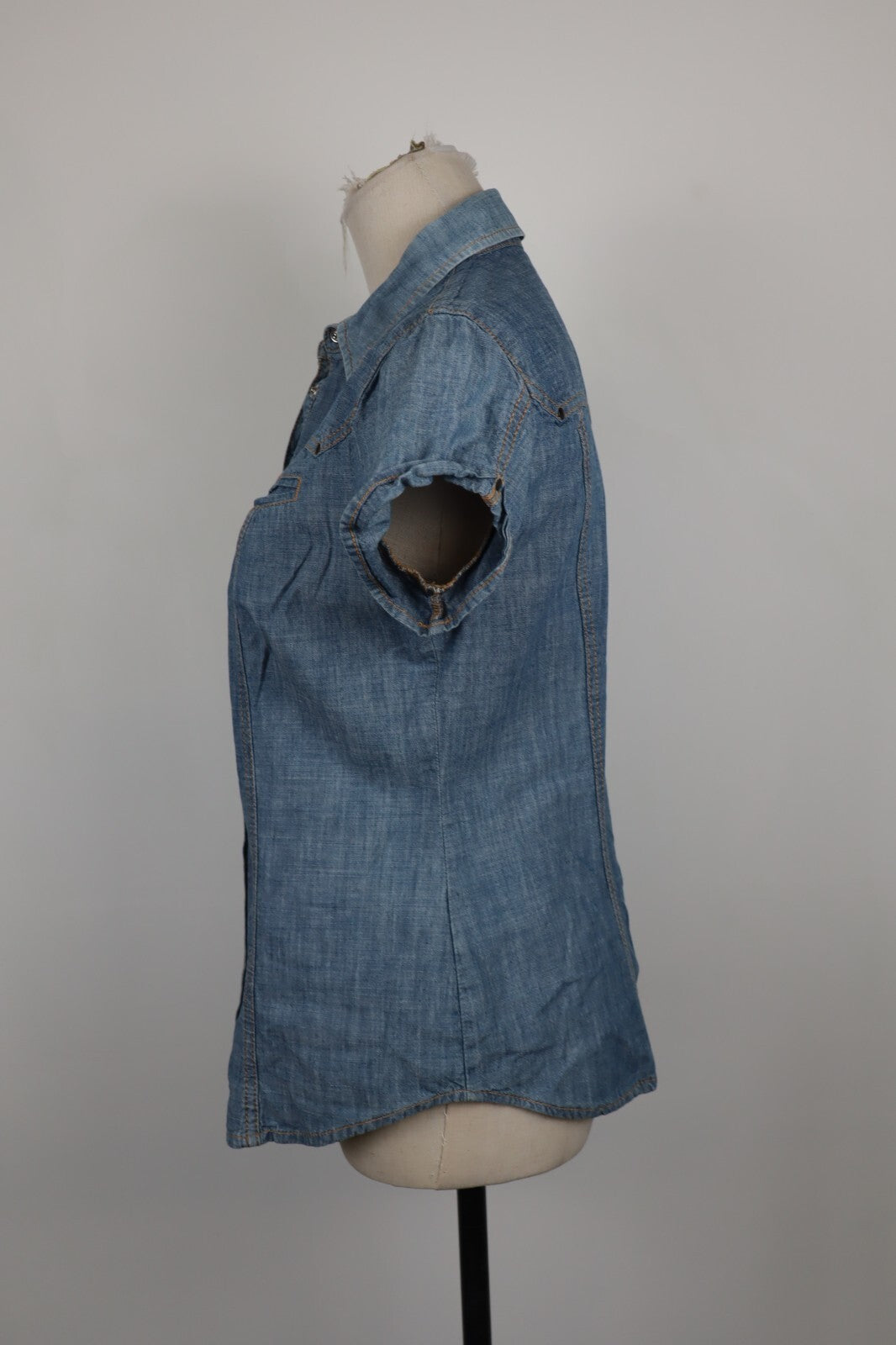 GAS JEANS CAMICIA DONNA TG. L WOMAN SHIRT CASUAL VINTAGE COTONE COTTON DENIM