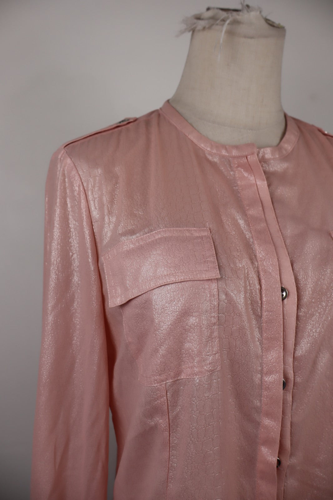 CALVIN KLEIN CAMICIA DONNA TG. S WOMAN CASUAL VINTAGE SHIRT ROSA POLIESTERE
