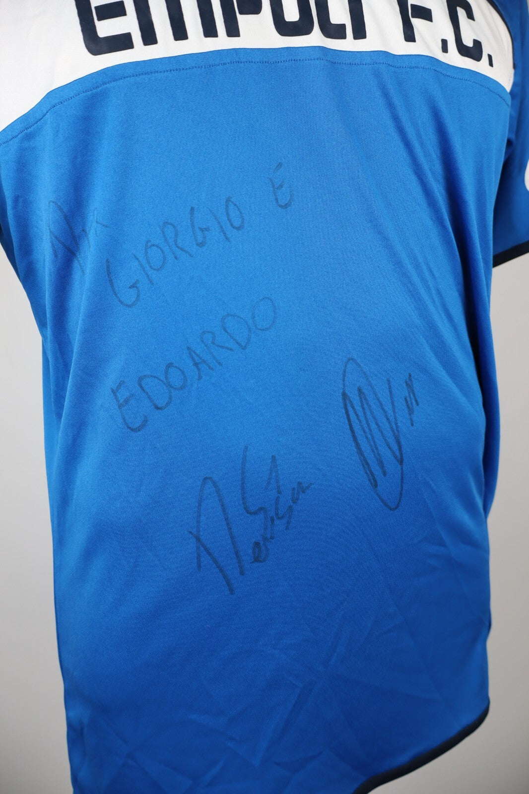ASICS EMPOLI FC MAGLIA CALCIO UOMO Tg L SOCCER JERSEY SPORT VINTAGE AUTOGRAFATA
