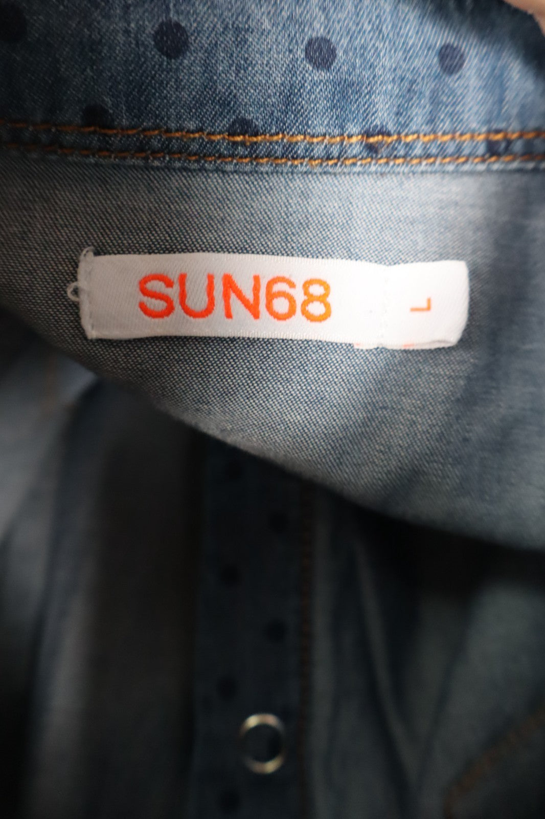 SUN 68 CAMICIA JEANS DENIM DONNA TG. L WOMAN SHIRT CASUAL VINTAGE MADE ITALY