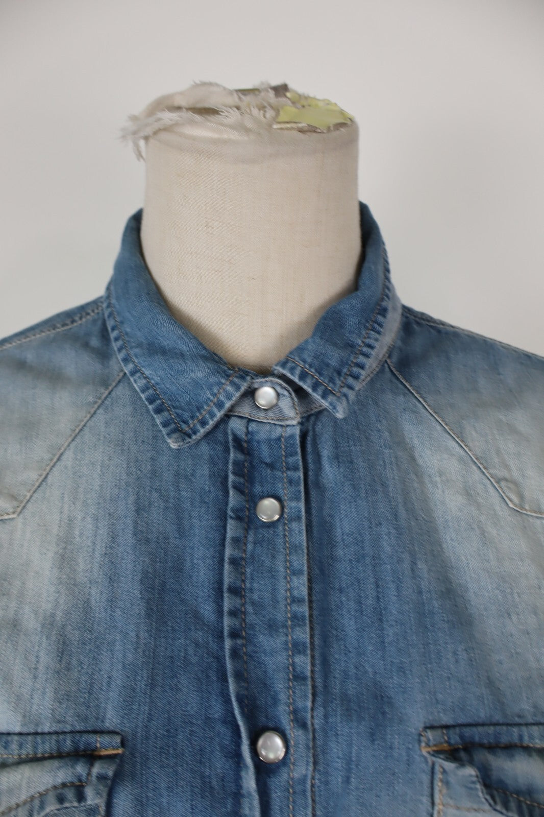 RIFLE CAMICIA JEANS DENIM DONNA CAMICIA TG. L WOMAN SHIRT CASUAL VINTAGE Y2K