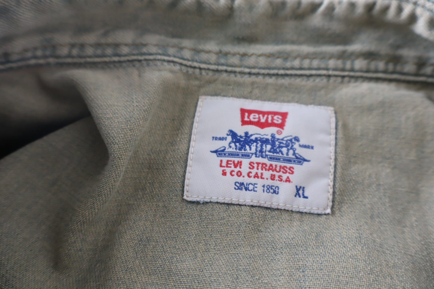 LEVI'S CAMICIA SMANICATA JEANS DENIM COTONE UOMO TG XL MAN VINTAGE SHIRT LOGO