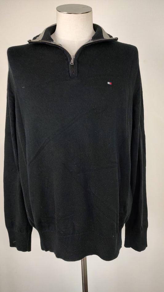 TOMMY HILFIGER MAGLIONE CON ZIP COTONE VINTAGE UOMO Tg. L MAN SWEATER CASUAL