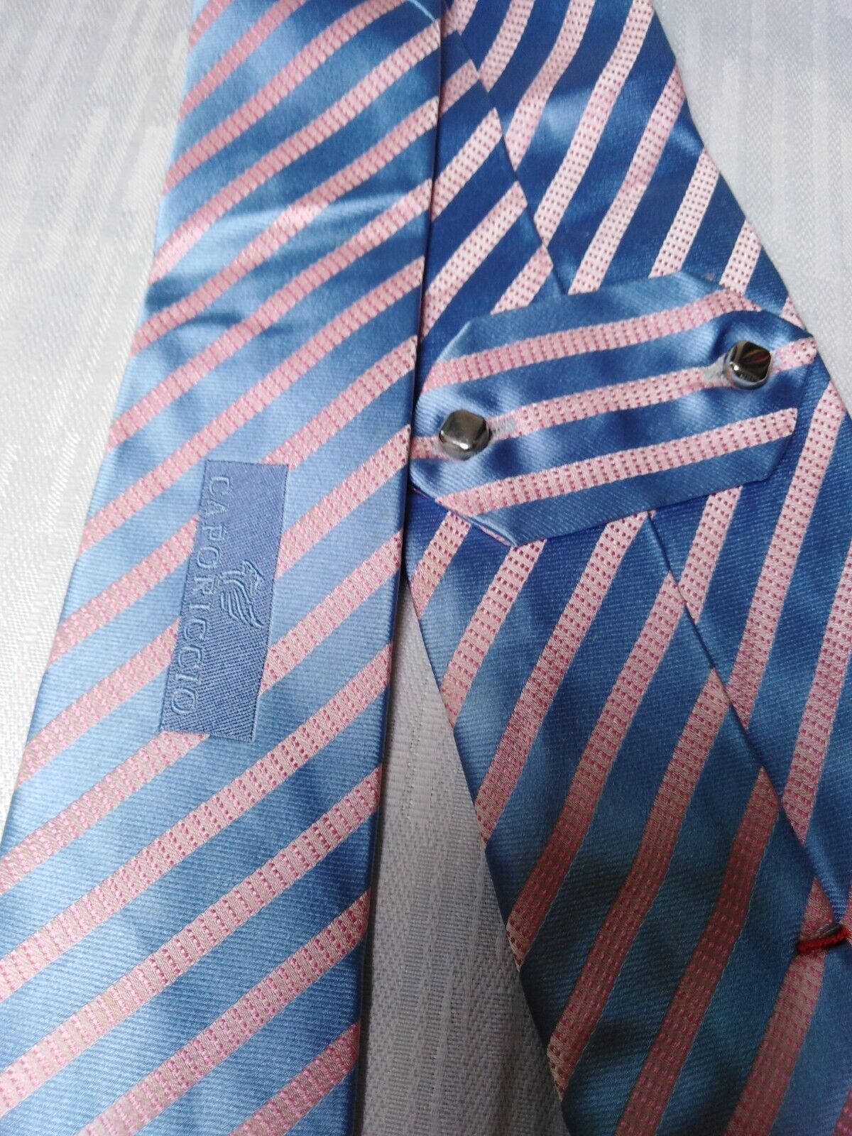 CAPORICCIO 100%  SILK TIE SETA CRAVATTA SELF TIPPED NECKTIE MADE ITALY