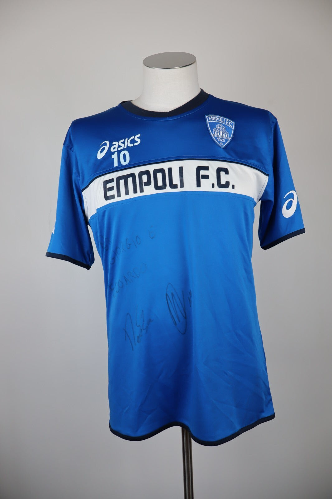 ASICS EMPOLI FC MAGLIA CALCIO UOMO Tg L SOCCER JERSEY SPORT VINTAGE AUTOGRAFATA