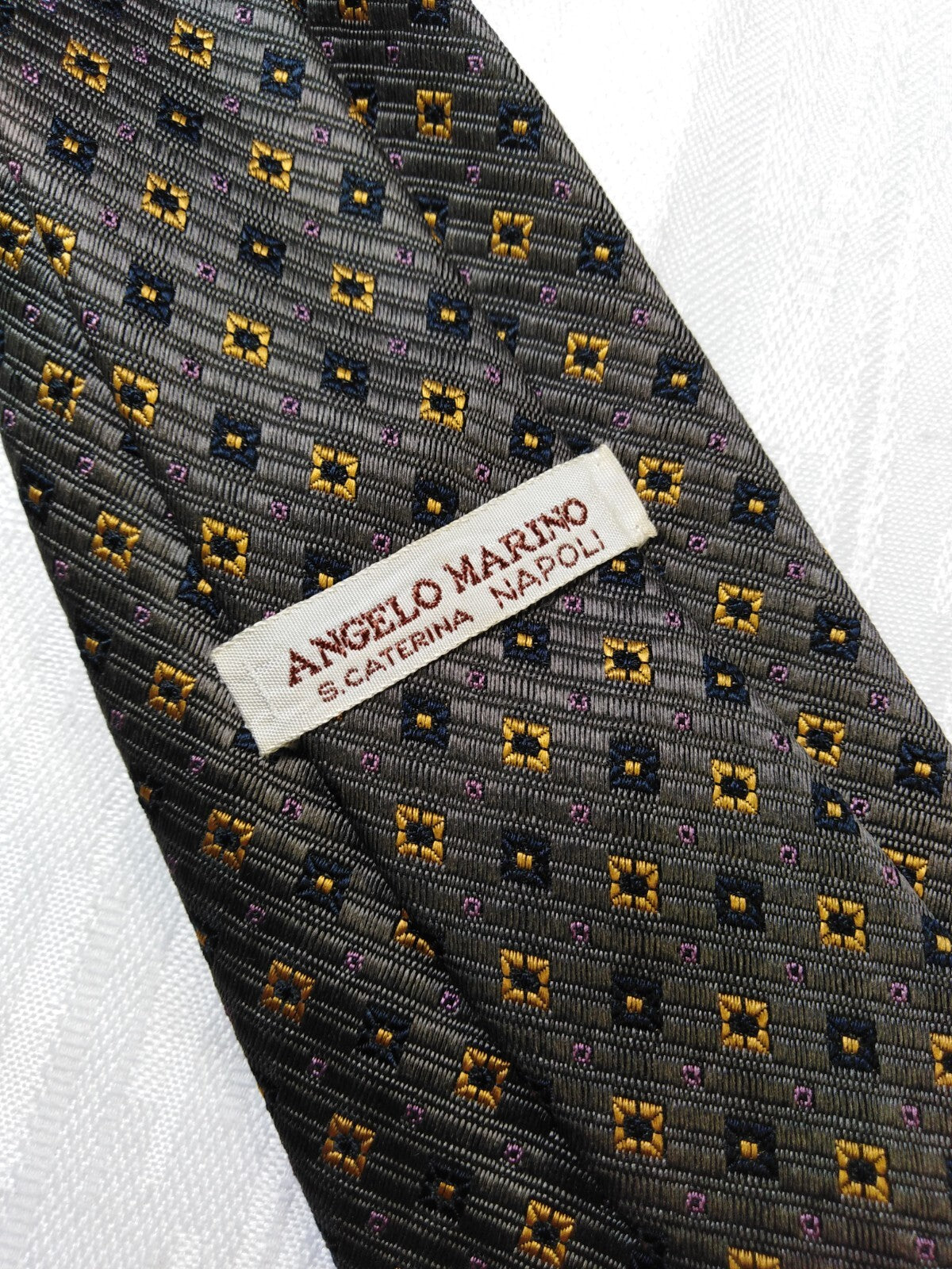 ANGELO MARINO 100% SILK TIE SETA CRAVATTA NECKTIE ITALY VINTAGE CLASSIC