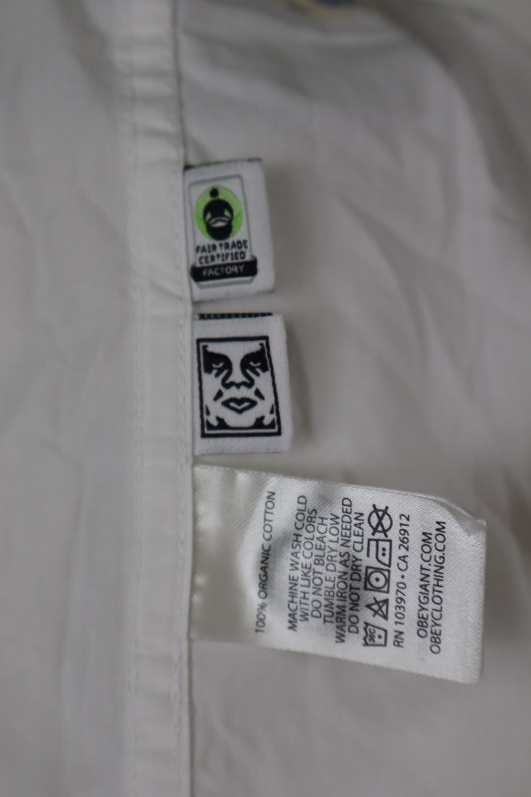 OBEY CAMICIA UOMO TG S MAN CASUAL VINTAGE SHIRT COTTON COTONE BIOLOGICO